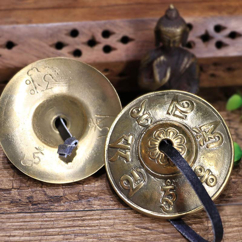 Tibetan Tingsha Bell Six True Words Dragon Copper Balance Decoration With Bag