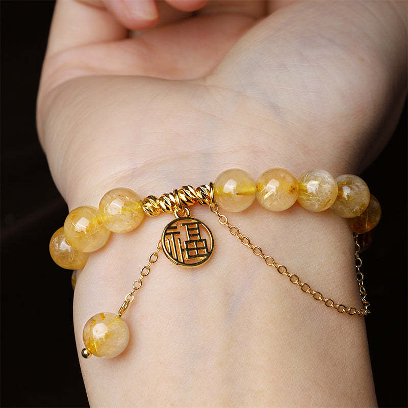 Citrine Lucky Fu Character Happiness Bracelet