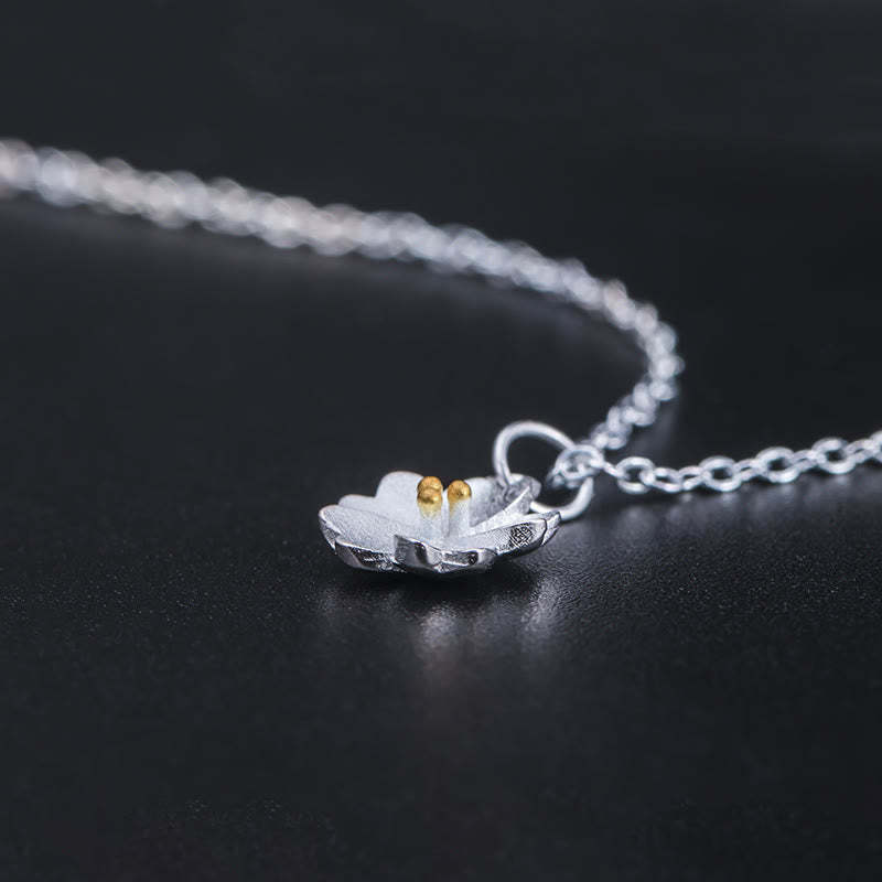 925 Sterling Silver Cherry Blossom Flower Blessing Necklace Pendant