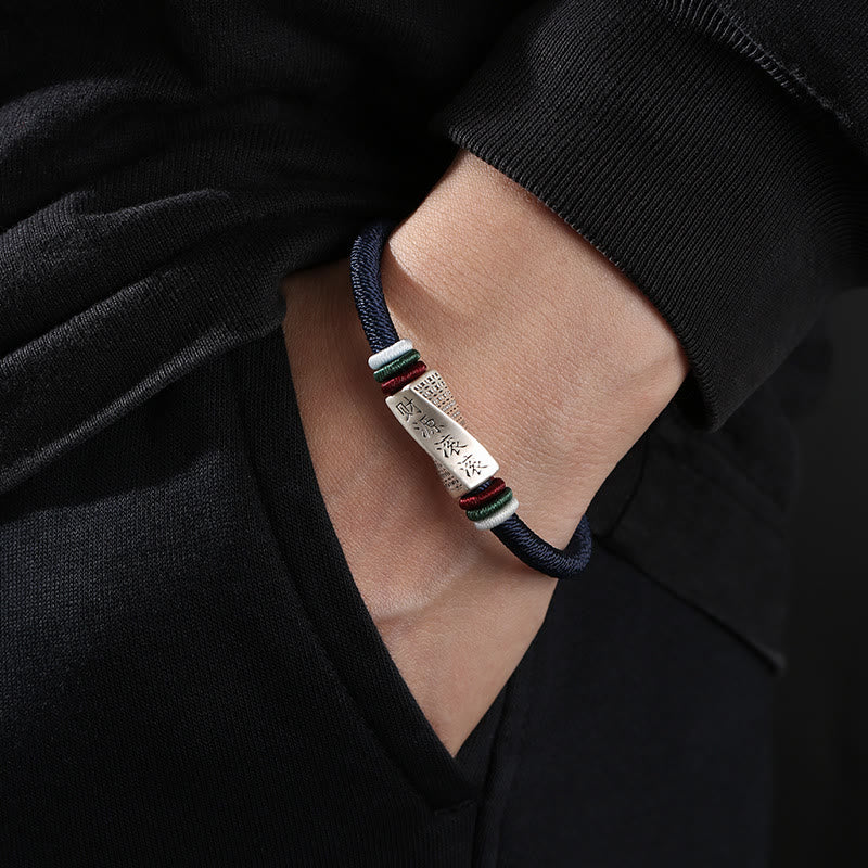 999 Sterling Silver Profits Pouring In From All Sides Handmade Blessing String Buckle Bracelet