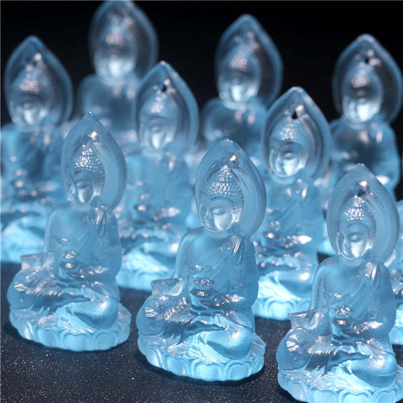 Blue Tathagata mystic zen Medicine mystic zen Liuli Crystal Serenity Amulet Necklace Pendant