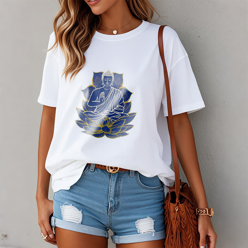 mystic zen Sitting On The Lotus Cotton Tee T-shirt