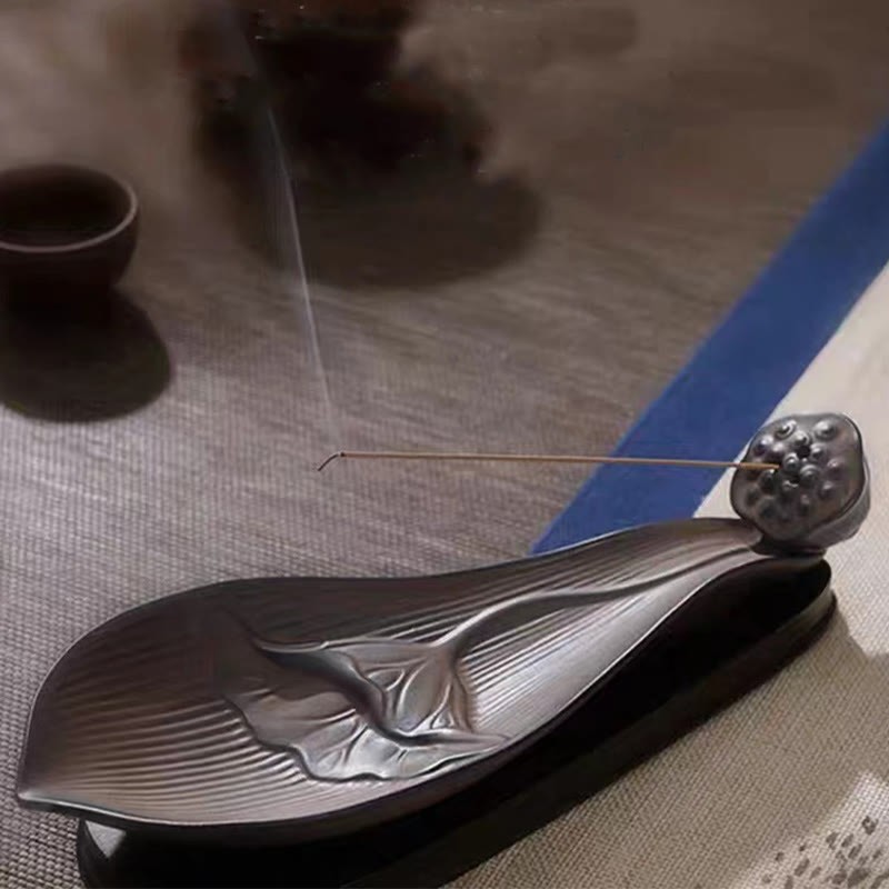 Lotus Pod Zen Healing Brown Ceramic Stick Incense Burner Decoration