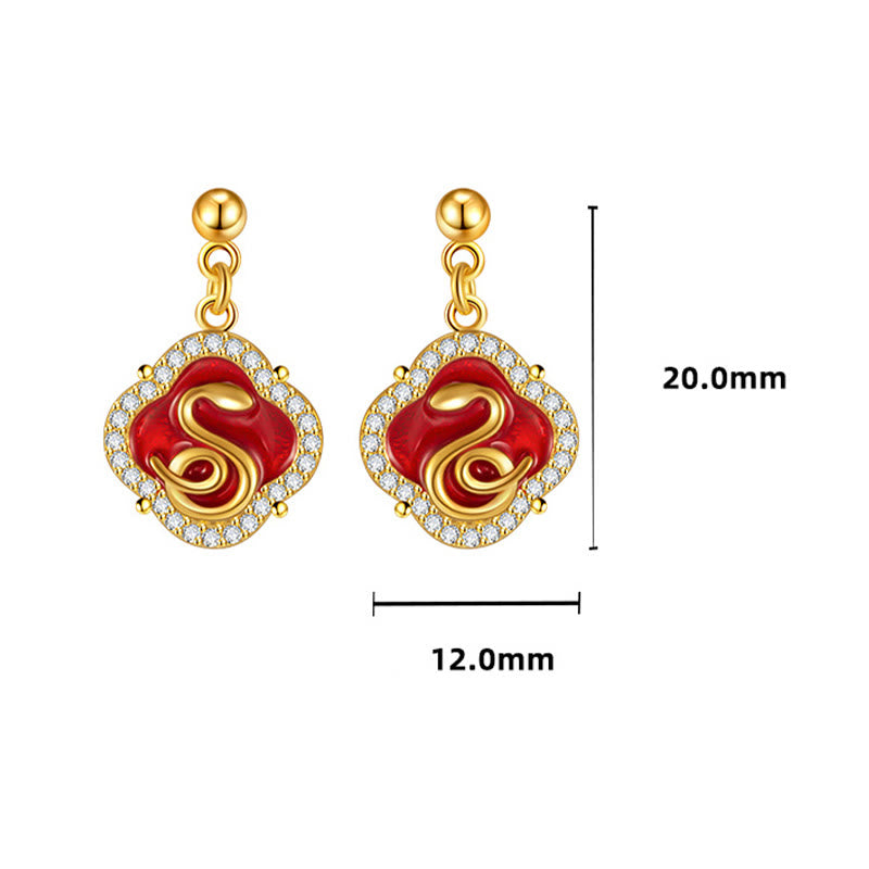 925 Sterling Silver Year Of The Snake Blessing Earrings