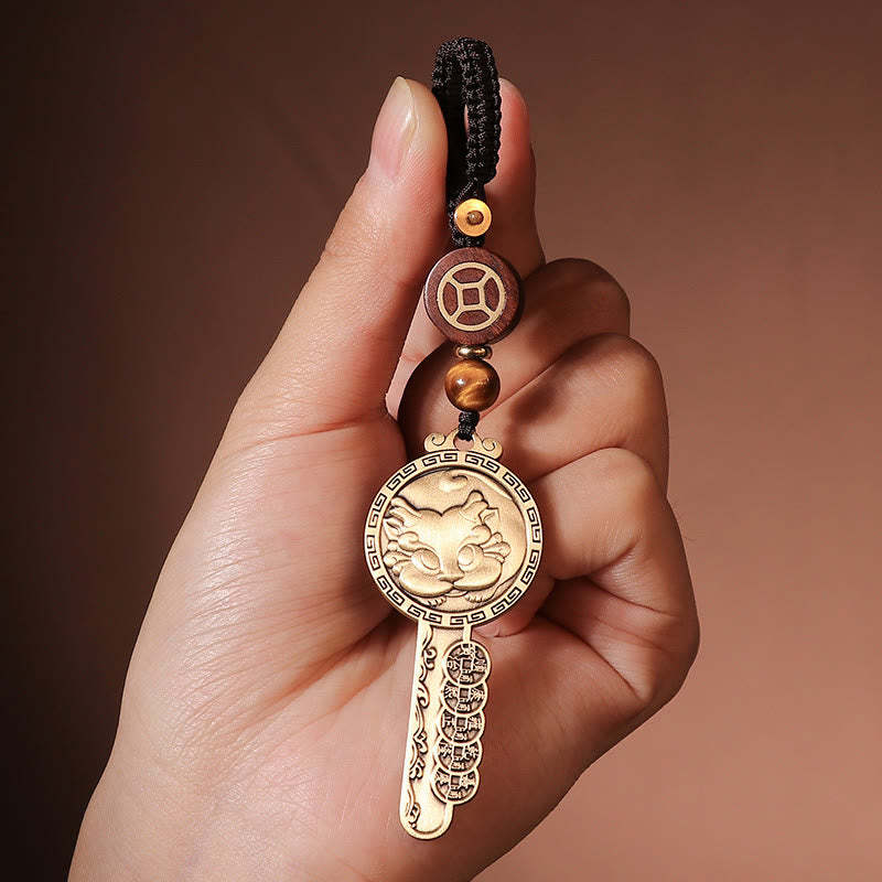 PiXiu Wealth Copper Coin Yin Yang Bagua Handmade Key Chain