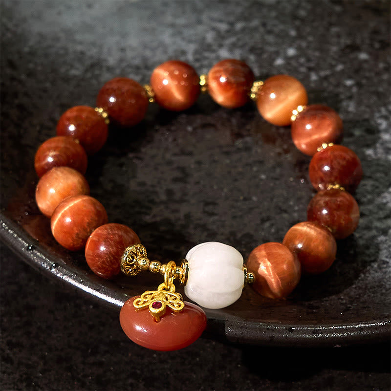 Natural Red Tiger Eye Pumpkin Calm Bracelet