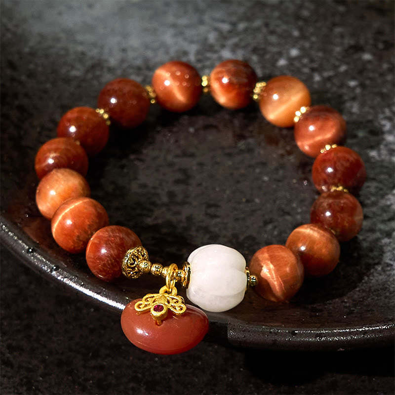 Natural Red Tiger Eye Pumpkin Calm Bracelet