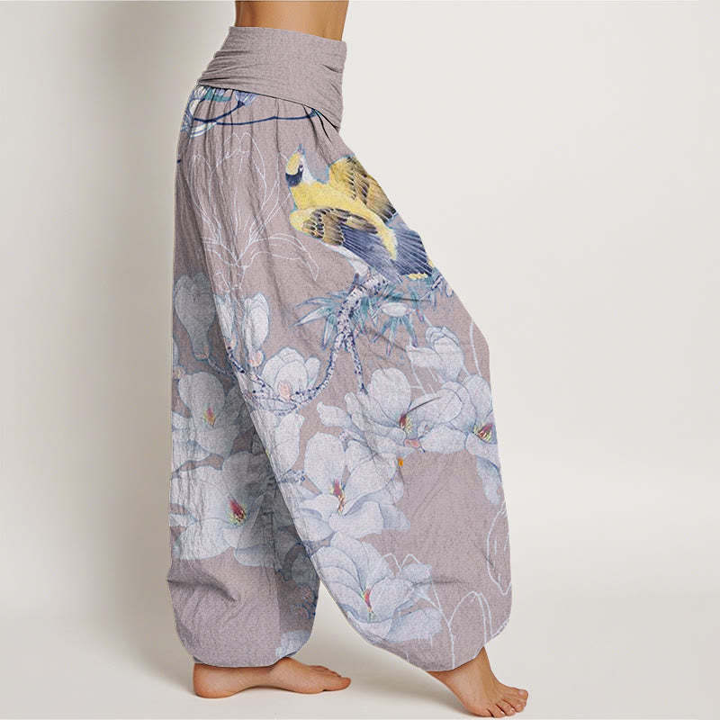 Casual Magnolia Yellow Bird Women's Elastic Waist Harem Pants