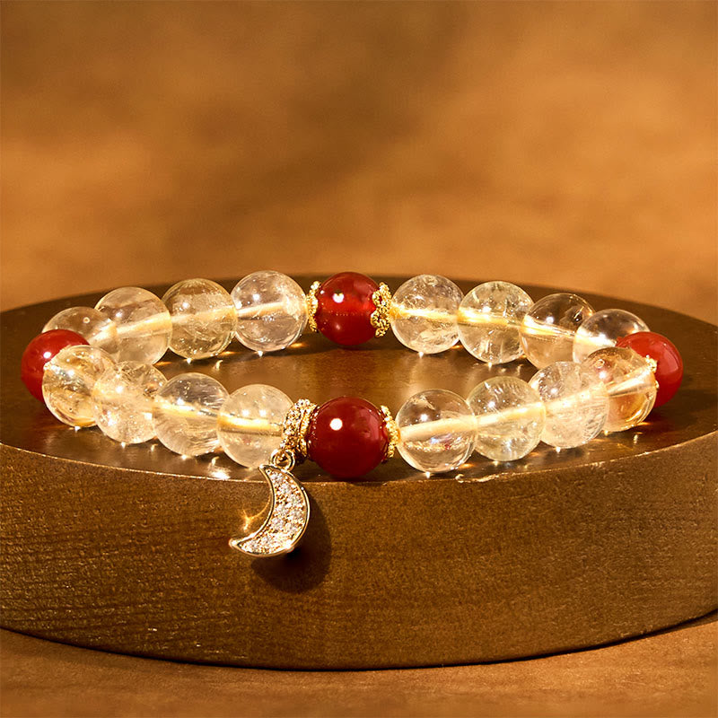 Citrine Red Agate Moon Prosperity Bracelet