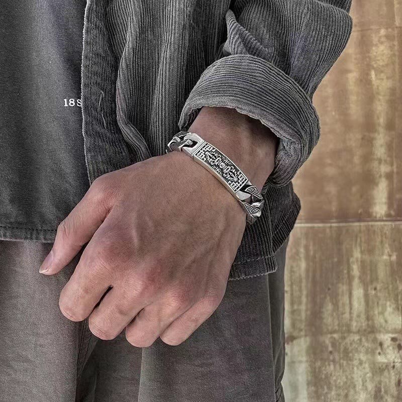 Tibetan Om Mani Padme Hum Dorje Vajra Swastika Carved Purity Bracelet