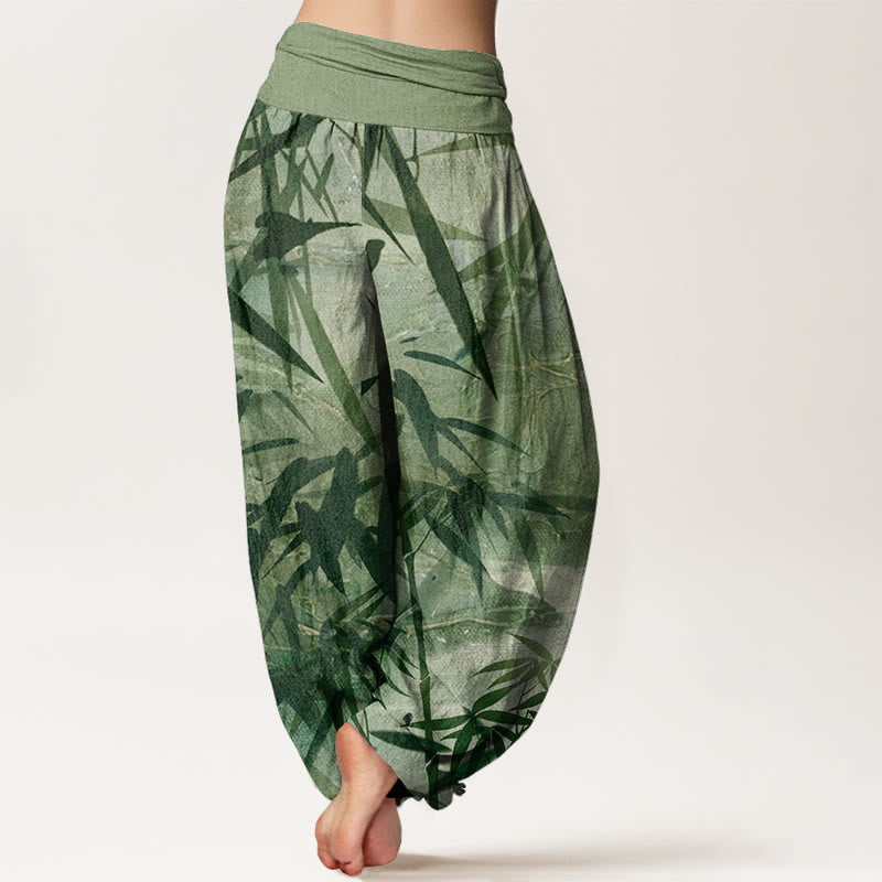 Mountains River Bamboo Pattern Women's Elastic Waist Harem Pants