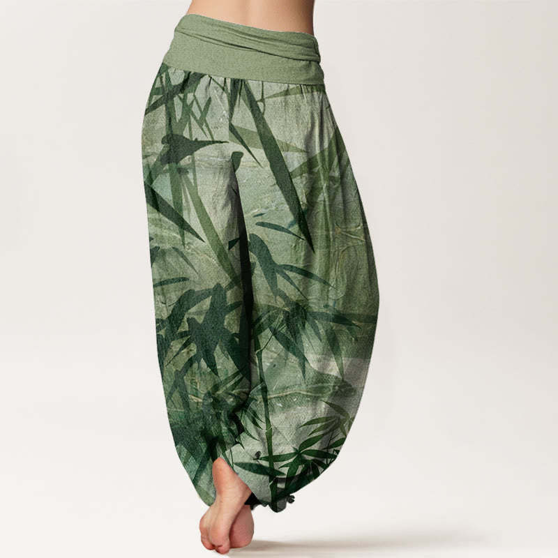 Mountains River Bamboo Pattern Women's Elastic Waist Harem Pants