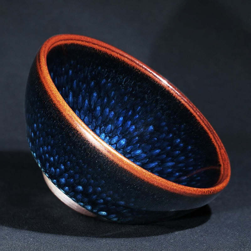 Handmade Blue Francolinus Spot Chinese Jianzhan Ceramic Teacup Kung Fu Tea Cup Bowl