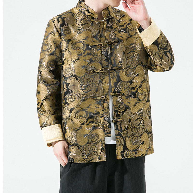 Chinese Dragon Frog-button Tang Suit Cotton Men's Jacket Shirt