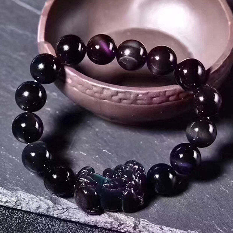 FengShui PiXiu Rainbow Obsidian Luck Bracelet