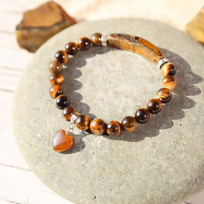Natural Quartz Love Heart Healing Beads Bracelet