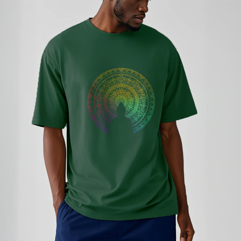 Colorful Gradient Mandala mystic zen Cotton Tee T-shirt