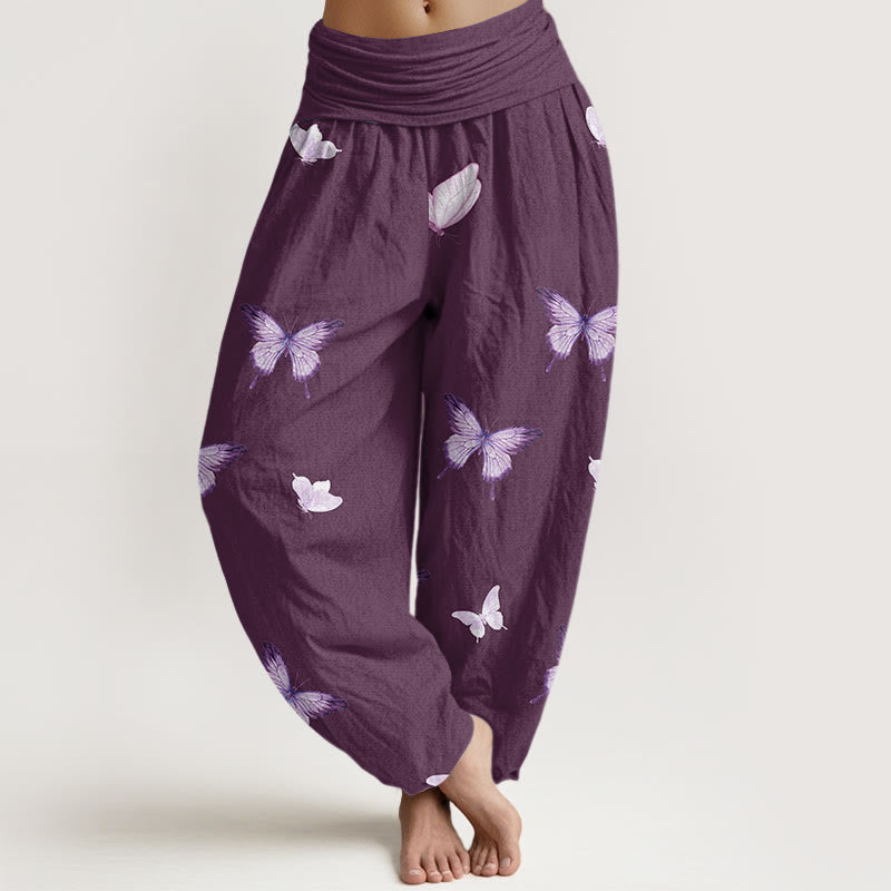 Butterfly Pattern Women's Elastic Waist Harem Pants