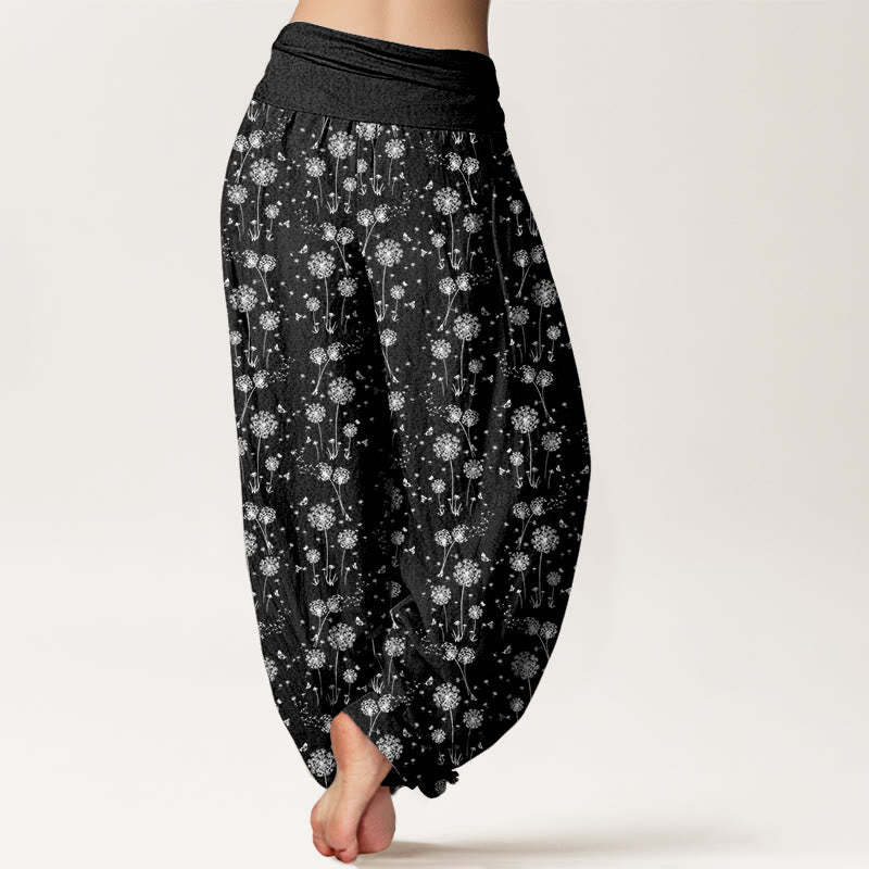 Dandelion Totem Pattern Women's Elastic Waist Harem Pants