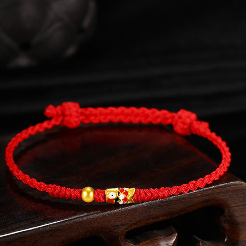 999 Gold Luck Koi Fish Handcrafted Braided String Bracelet