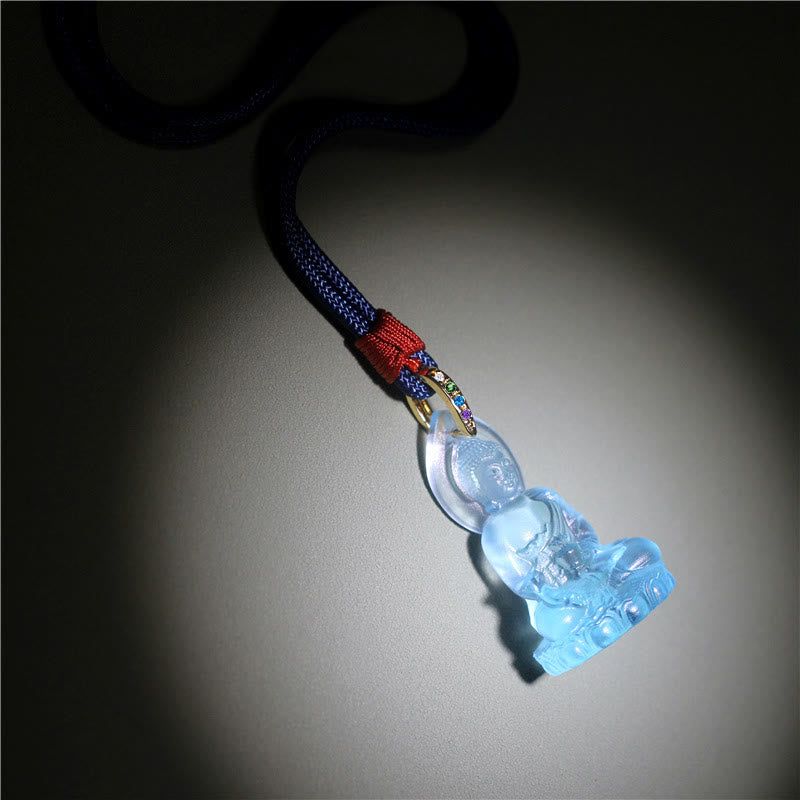 Blue Tathagata mystic zen Medicine mystic zen Liuli Crystal Serenity Amulet Necklace Pendant