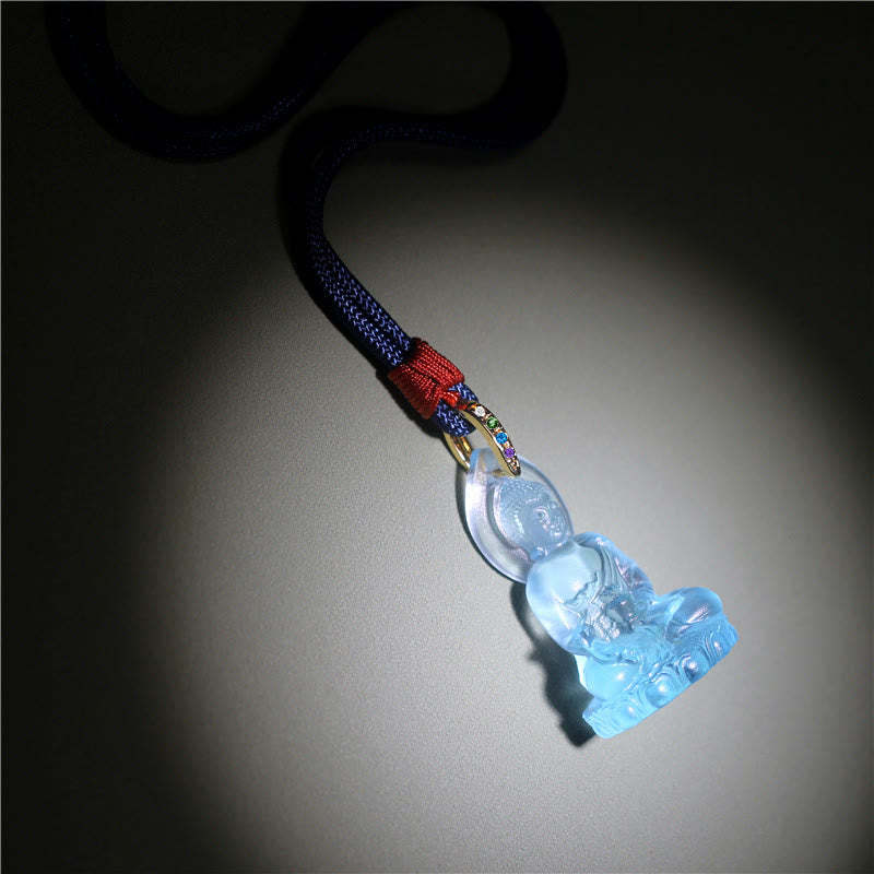 Blue Tathagata mystic zen Medicine mystic zen Liuli Crystal Serenity Amulet Necklace Pendant