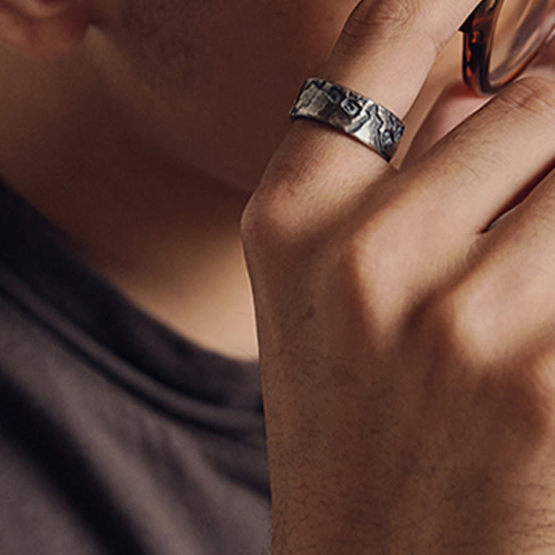999 Sterling Silver Skeleton Pattern Handmade Blessing Ring