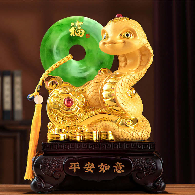Year of the Snake Fu Character Peace Buckle Peace and Happiness Resin Home Statue Decoration