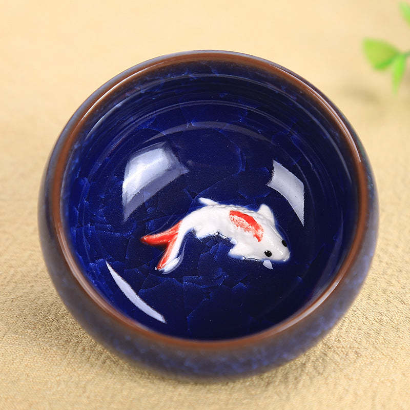 Cute Koi Fish Ceramic Teacup Kung Fu Tea Cup Bowl 45ml