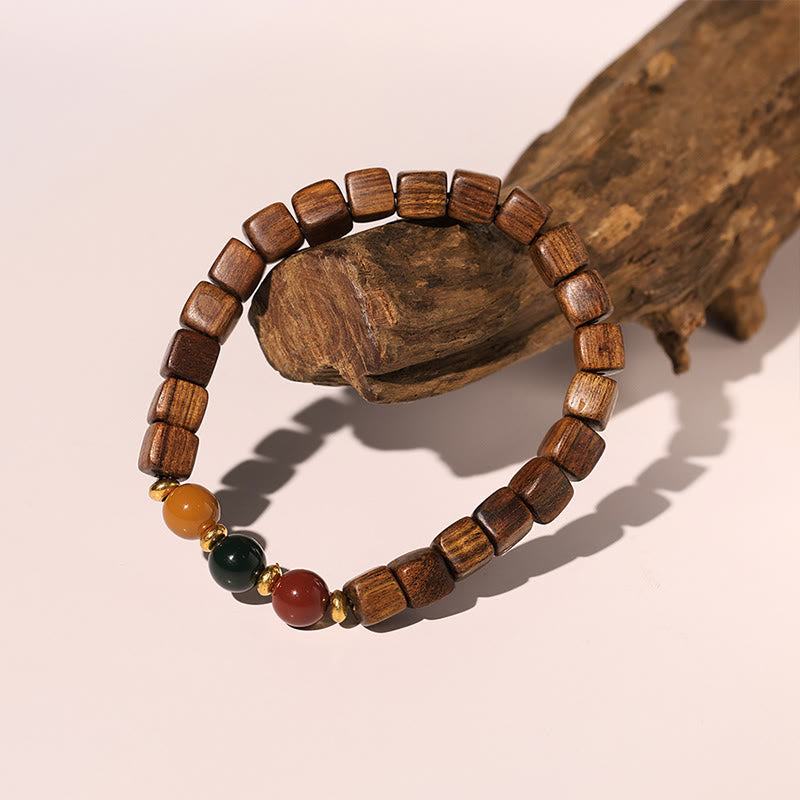 Rosewood Auspicious Clouds Totem Fu Character Bamboo Pattern Warmth Bracelet