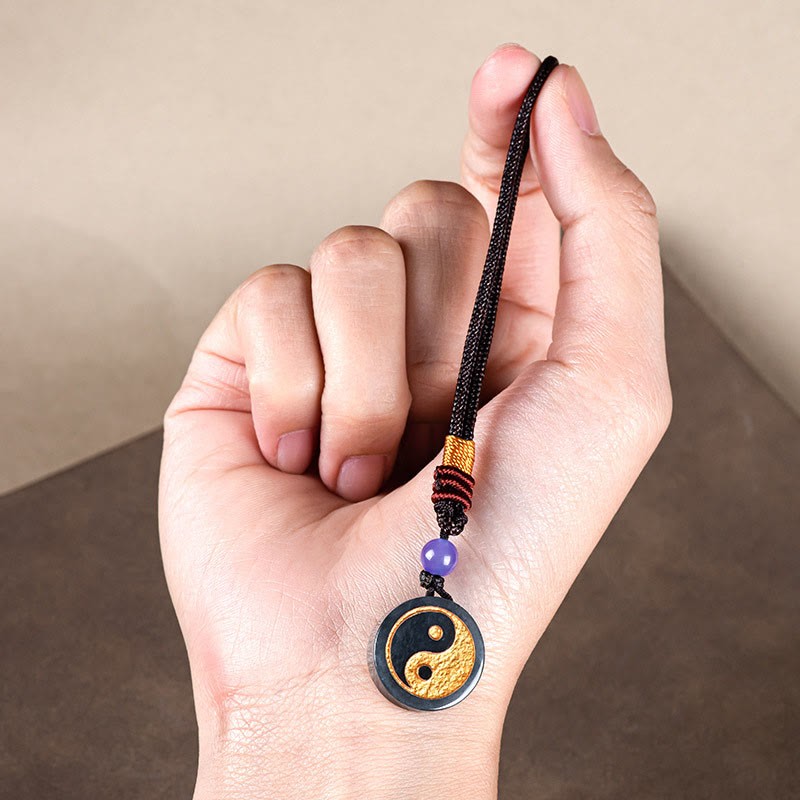 Yin Yang Black Jade Harmony Protection Key Chain