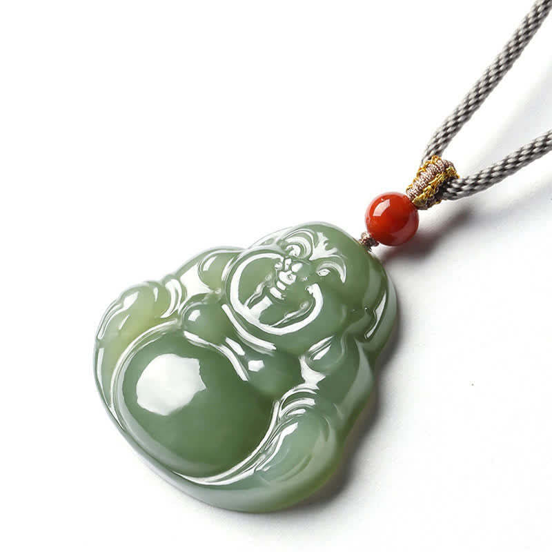 Laughing mystic zen Hetian Jade Abundance Necklace String Pendant