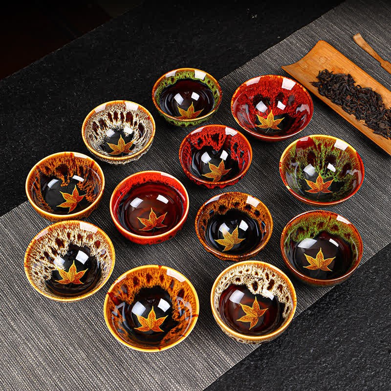 Maple Leaf Colorful Ceramic Teacup Home Tea Cups