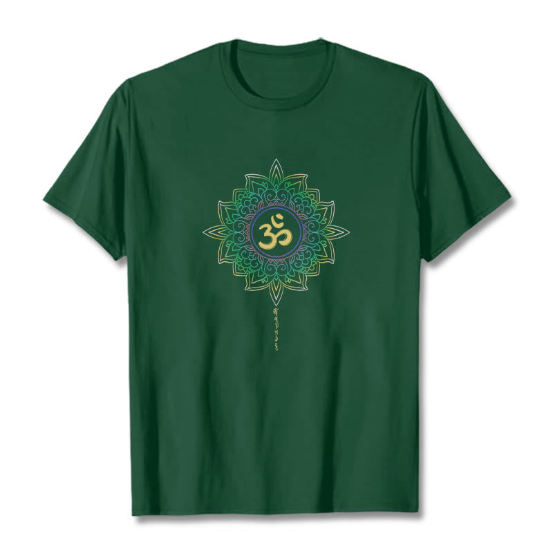 OM Yellow Green Gradient Lotus Cotton Tee T-shirt
