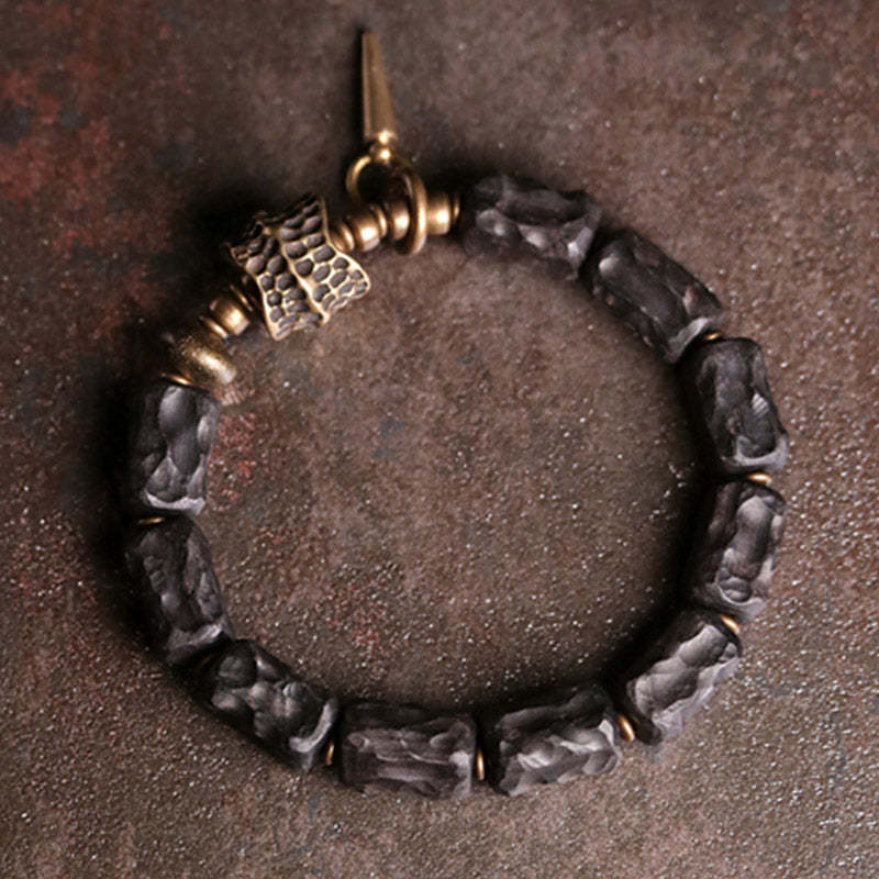 Ebony Wood Copper Balance Protection Couple Bracelet