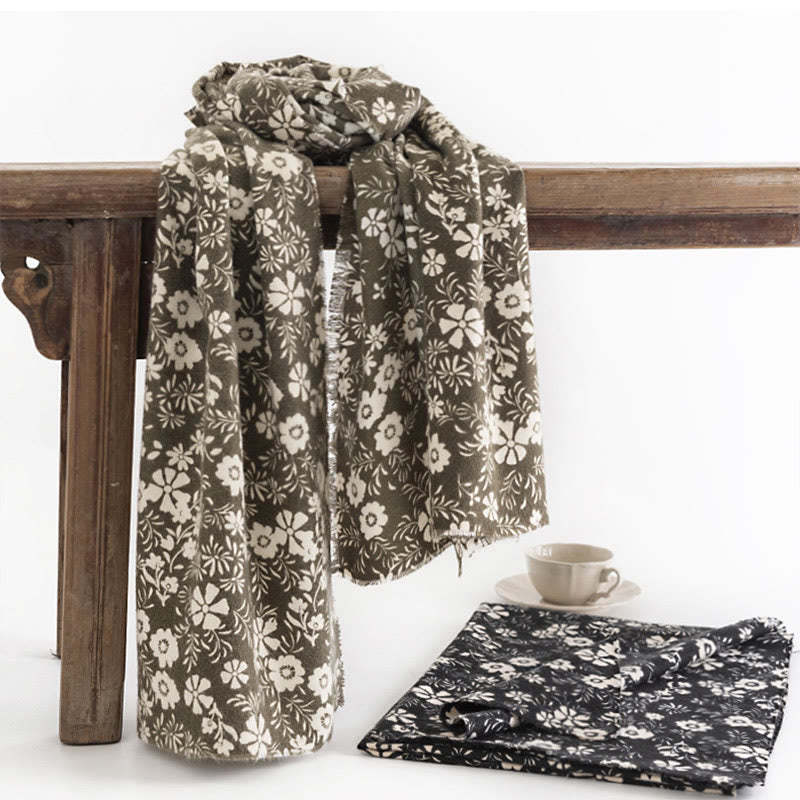 Tibetan Shawl Fresh Daisy Print Fall Winter Soft Warm Travel Scarf Wrap