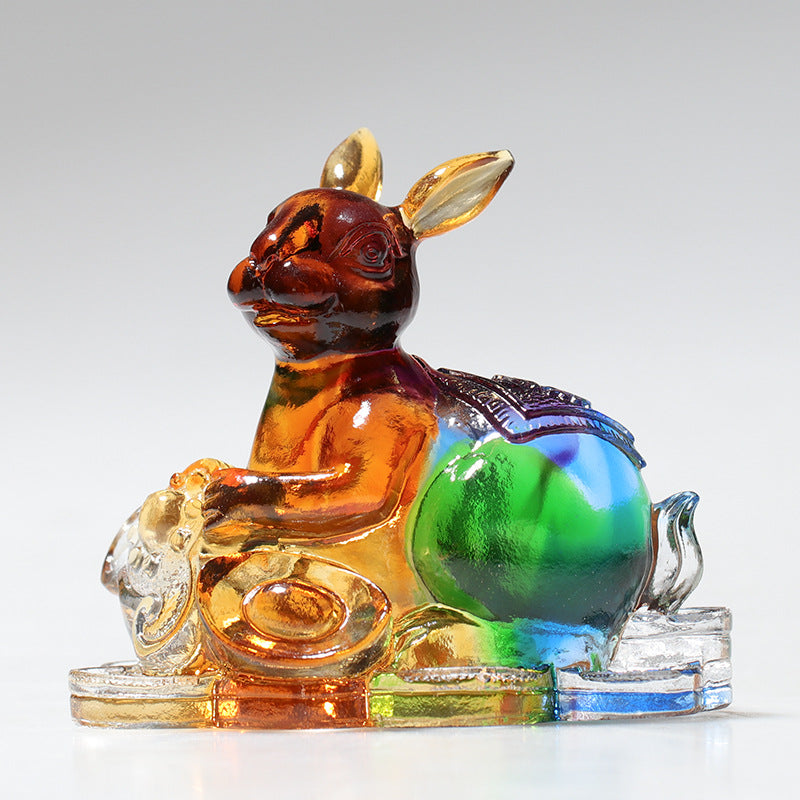 Year of the Dragon Handmade 12 Chinese Zodiac Liuli Crystal Art Piece Protection Home Office Decoration