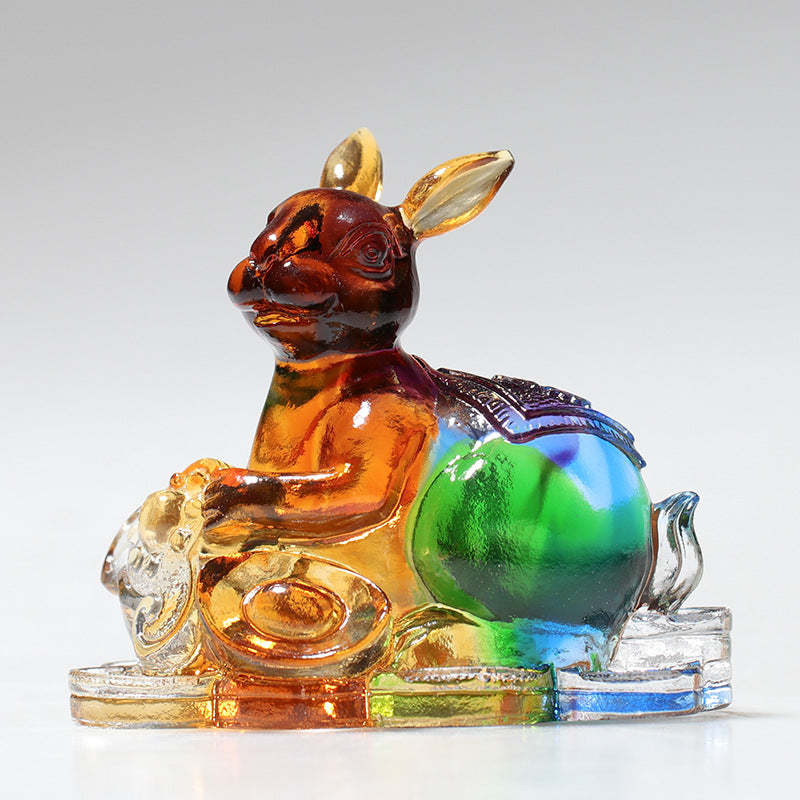 Year of the Dragon Handmade 12 Chinese Zodiac Liuli Crystal Art Piece Protection Home Office Decoration