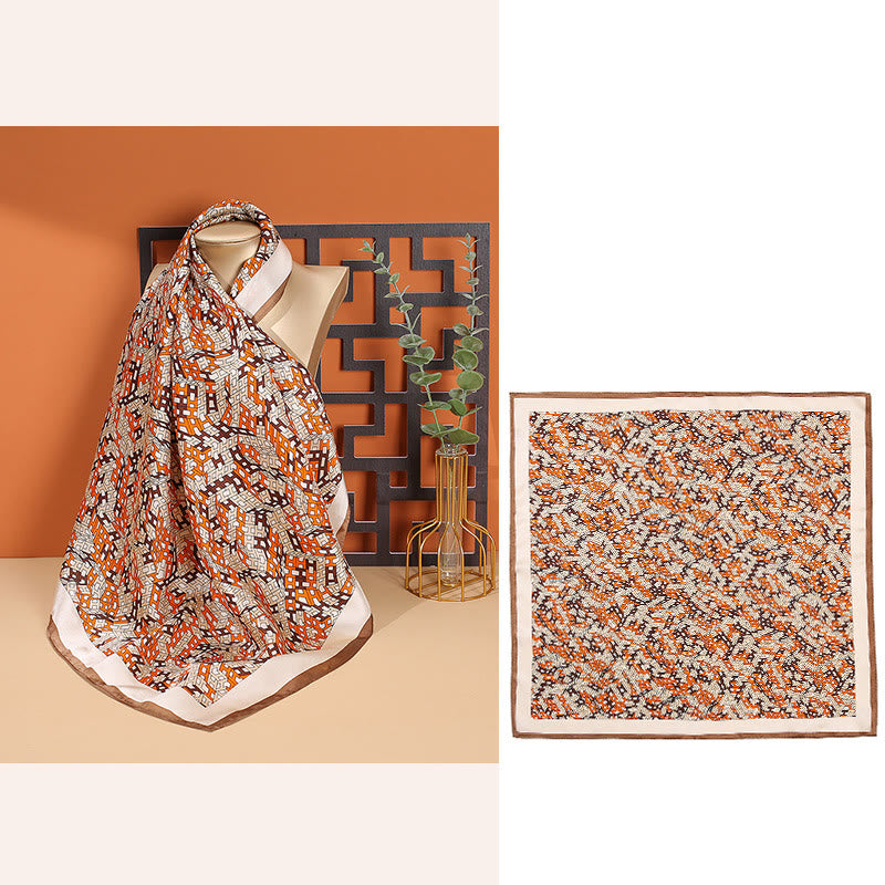 Pastoral Scene Hot Air Balloon Spring Blossom 100% Mulberry Silk Neck Hair Scarf