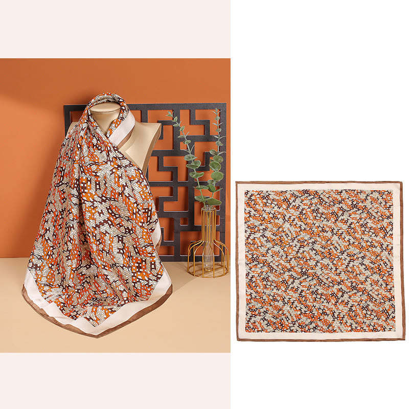 Pastoral Scene Hot Air Balloon Spring Blossom 100% Mulberry Silk Neck Hair Scarf
