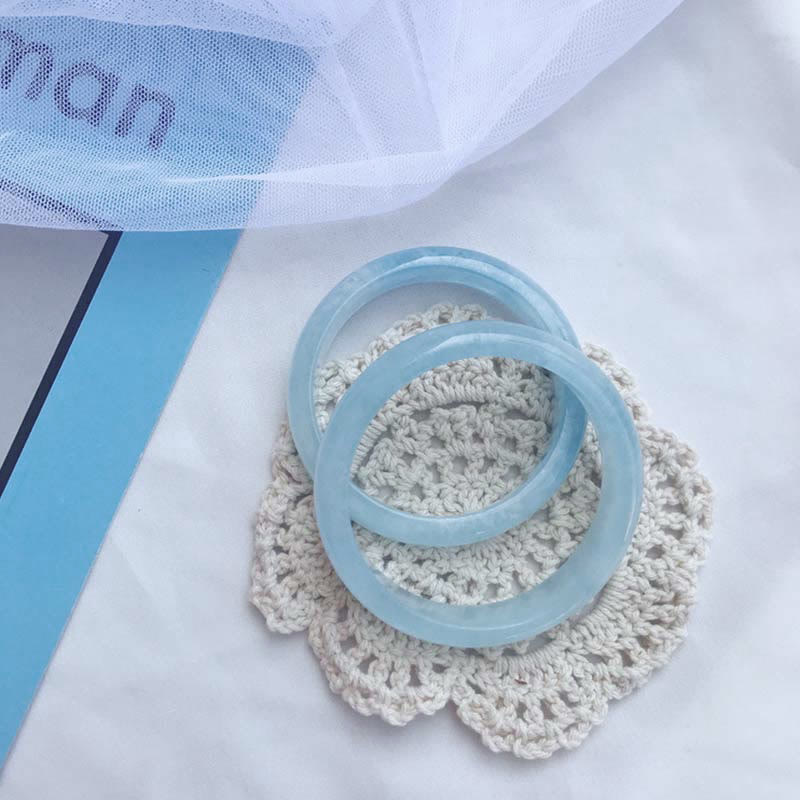 Natural Aquamarine Blessing Bangle Bracelet (Extra 30% Off | USE CODE: FS30)