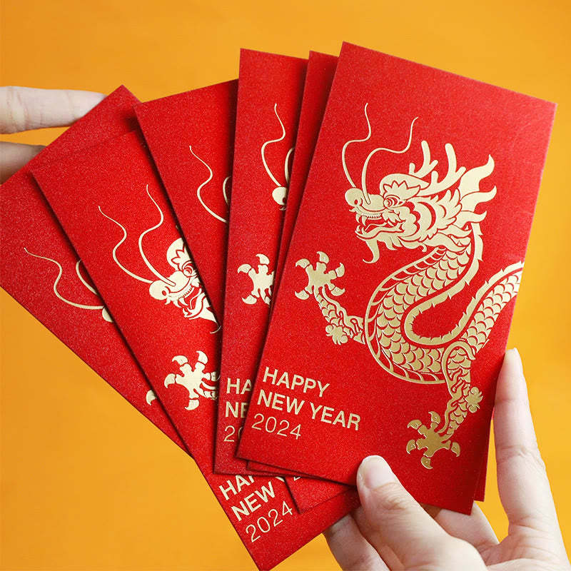 6Pcs Chinese Red Envelope Year of the Dragon Lucky Money Envelopes 2024 Chinese New Year Dragon Year Envelope