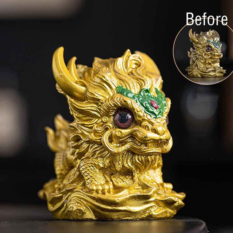 Color Changing Small Kirin Resin Tea Pet Home Figurine Decoration
