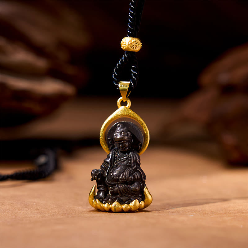 Tibetan Yellow Jambhala Yellow God of Wealth mystic zen Serenity Necklace Pendant