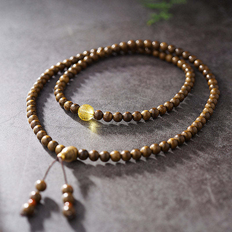 108 Mala Beads 999 Gold Brunei Agarwood Heart Sutra Amber Red Agate Strength Meditation Bracelet