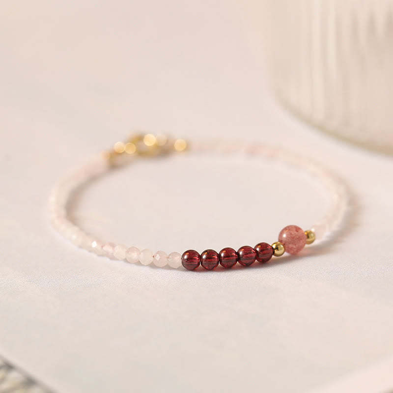 2mm Rose Quartz Garnet Strawberry Quartz Ultra-Thin Beads Healing Energy Bracelet