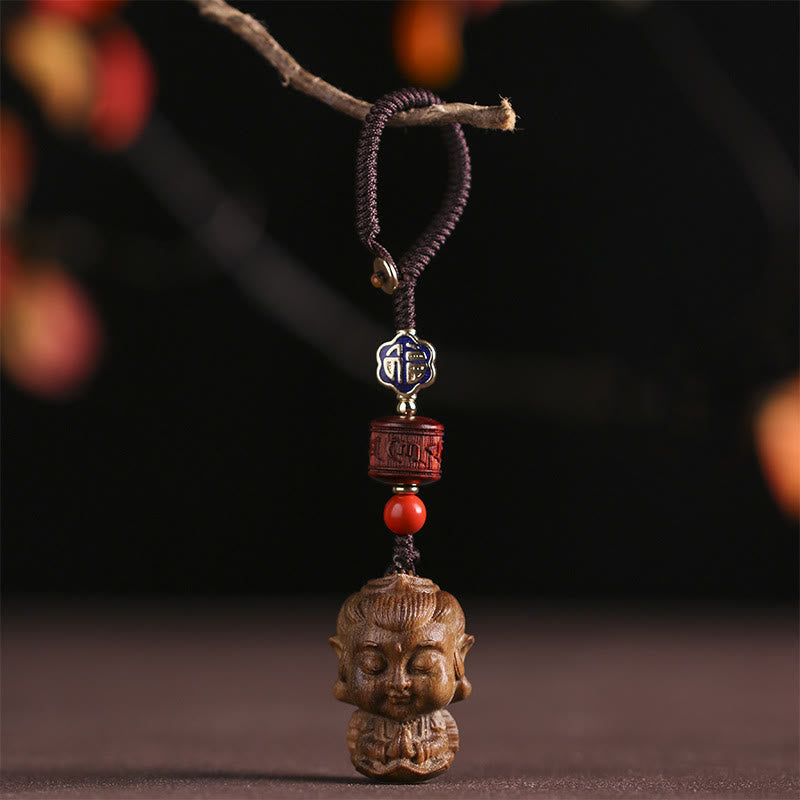 Chinese Zodiac Natal mystic zen Green Sandalwood Om Mani Padme Hum Peace Key Chain