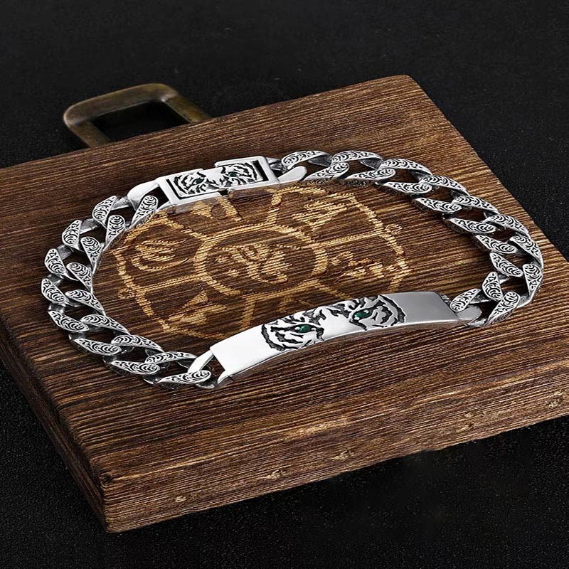 Tiger Tang Dynasty Flower Design Copper Luck Chain Bracelet