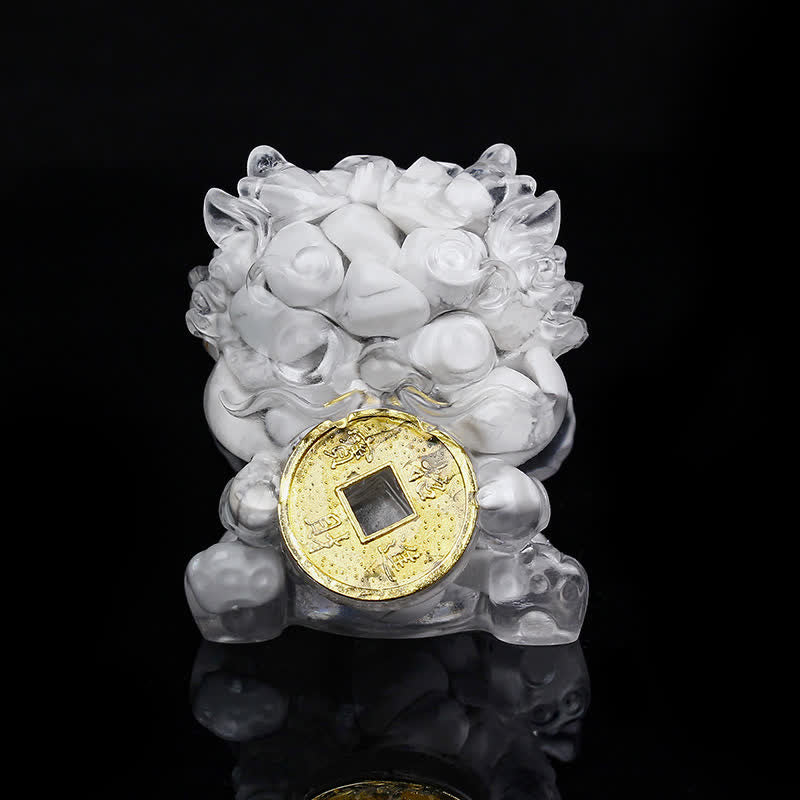 Handmade Cute PiXiu Gold Coin Crystal Fengshui Energy Wealth Fortune Home Decoration