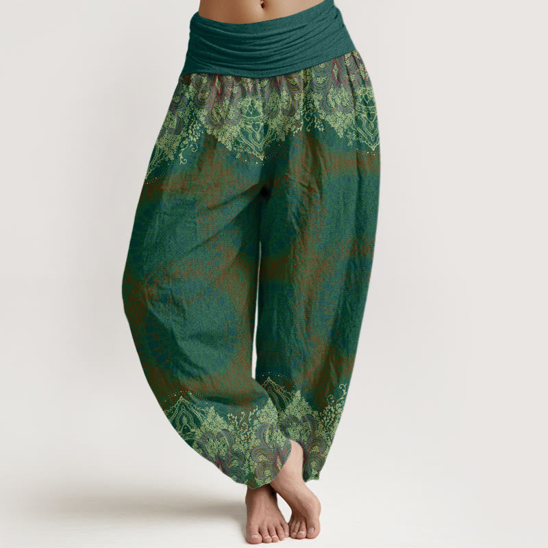 Casual Lycoris Radiata Mandala Pattern Women's Elastic Waist Harem Pants